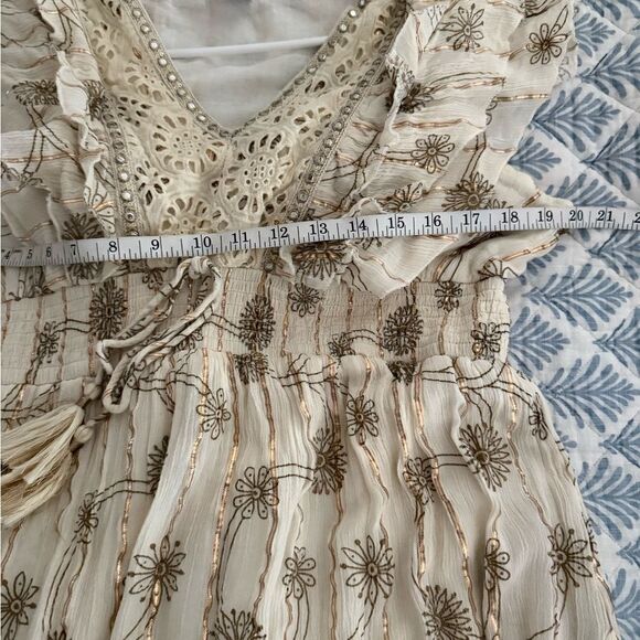 Indian Elegant Cream and Gold Boho Maxi Dress XL - Picture 10 of 13